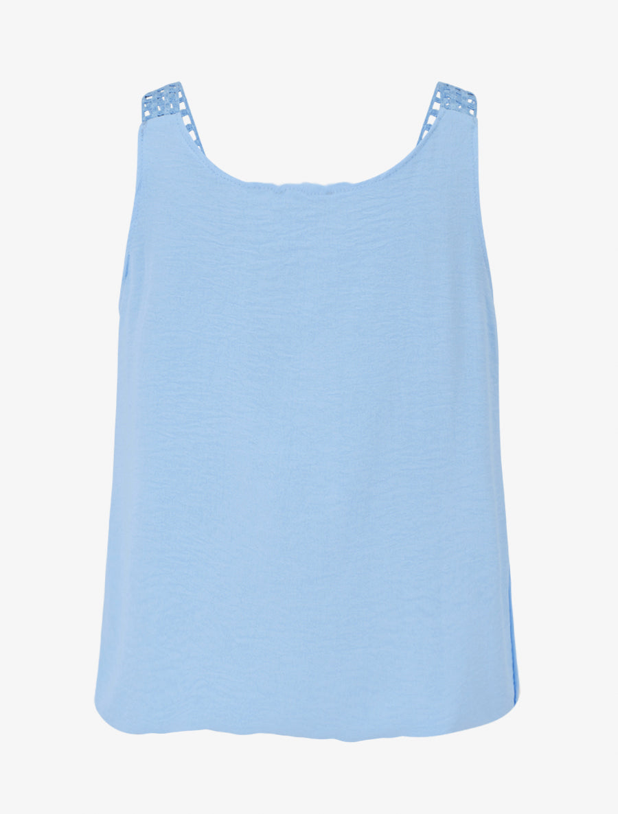 Top sans manches à dentelle et crochet - Bleu ciel - 2