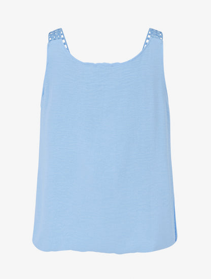 Top sans manches à dentelle et crochet - Bleu ciel - 2
