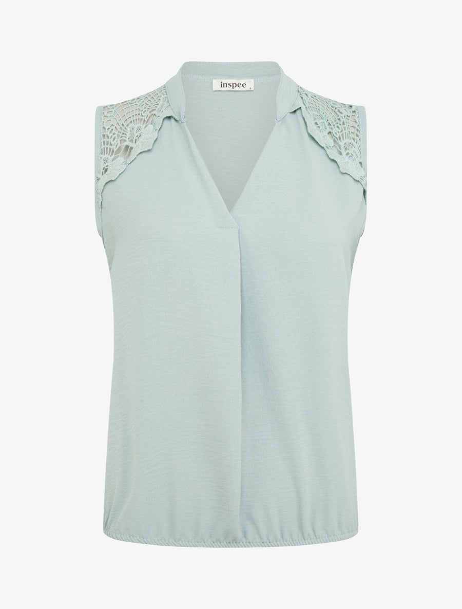 Top sans manches à détail brodé - Vert d&