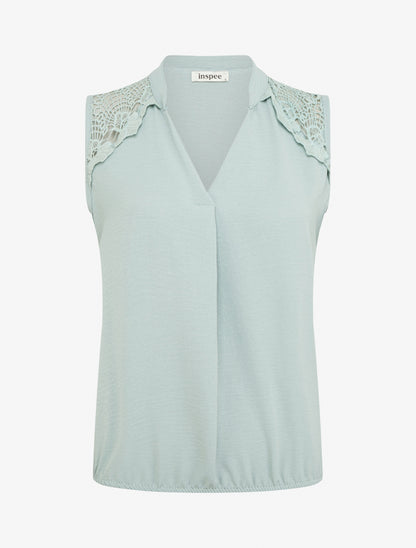 Top sans manches à détail brodé - Vert d&