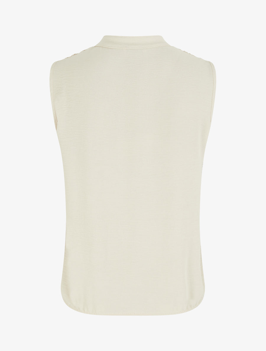 Top sans manches à détail brodé - Beige - 2