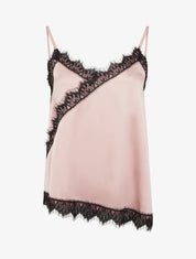 Caraco satiné asymétrique à détail dentelle - Vieux rose - 1