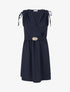 Robe unie à empiècement bijou à la taille - Marine - 1