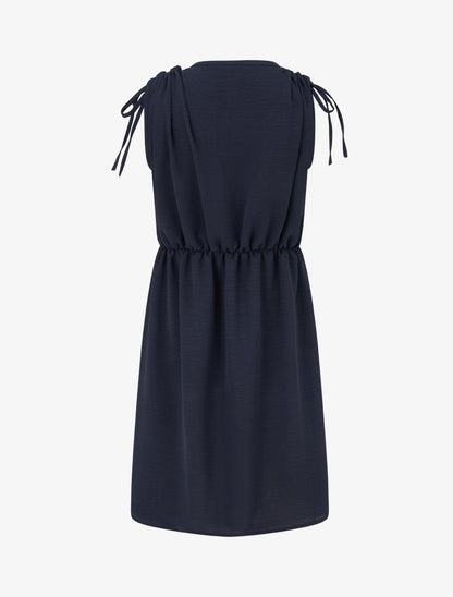 Robe unie à empiècement bijou à la taille - Marine - 2