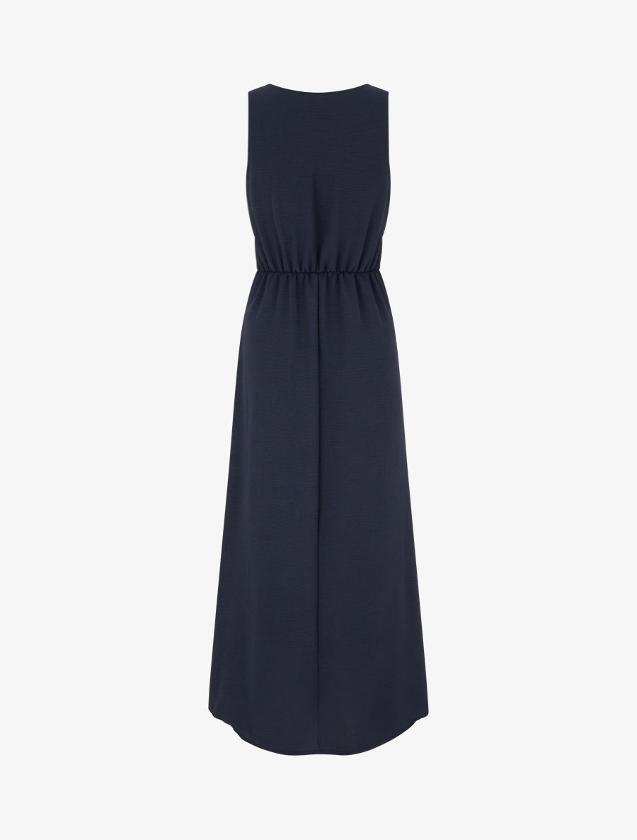 Robe longue à pans à nouer - Bleu nuit - 2