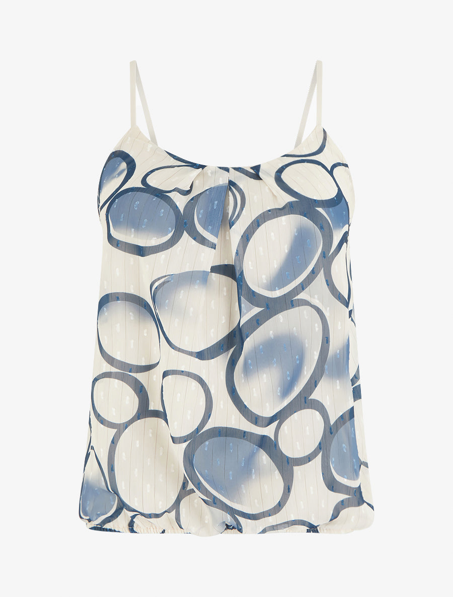 Caraco coupe boule à imprimé cercles - Marine - 1