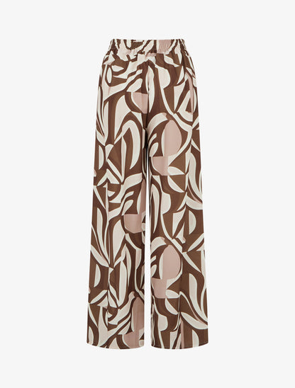Pantalon ample imprimé graphique - Marron - 2