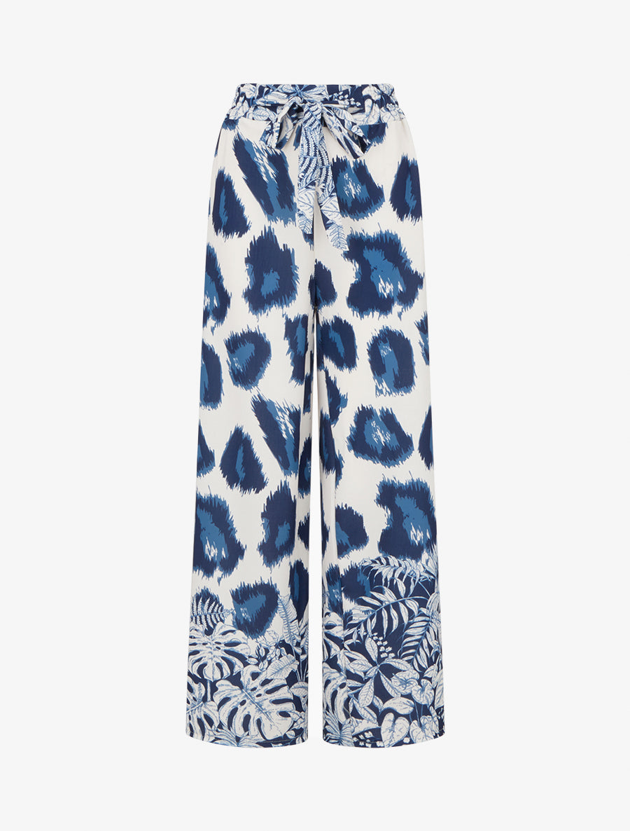 Pantalon ample imprimé léopard fantaisie - Marine - 1