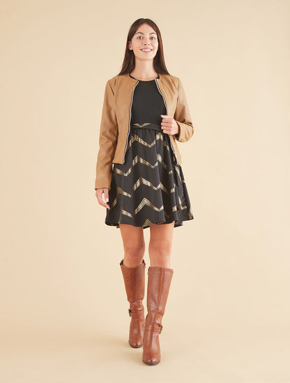 Veste moulante en simili - Beige foncé - 4