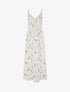 Robe longue imprimé petites fleurs à détail crochet - Kaki - 1