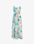 Robe longue à dos élastiqué imprimé feuillage - Turquoise - 1