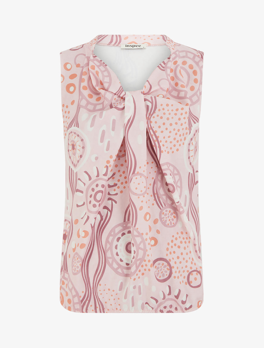 Top boule sans manches imprimé graphique - Rose - 1