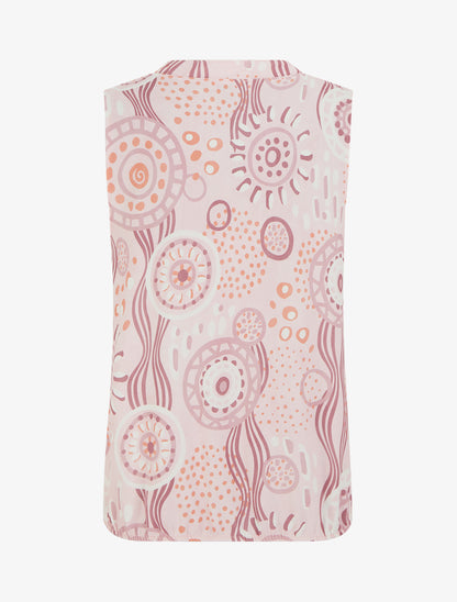 Top boule sans manches imprimé graphique - Rose - 2