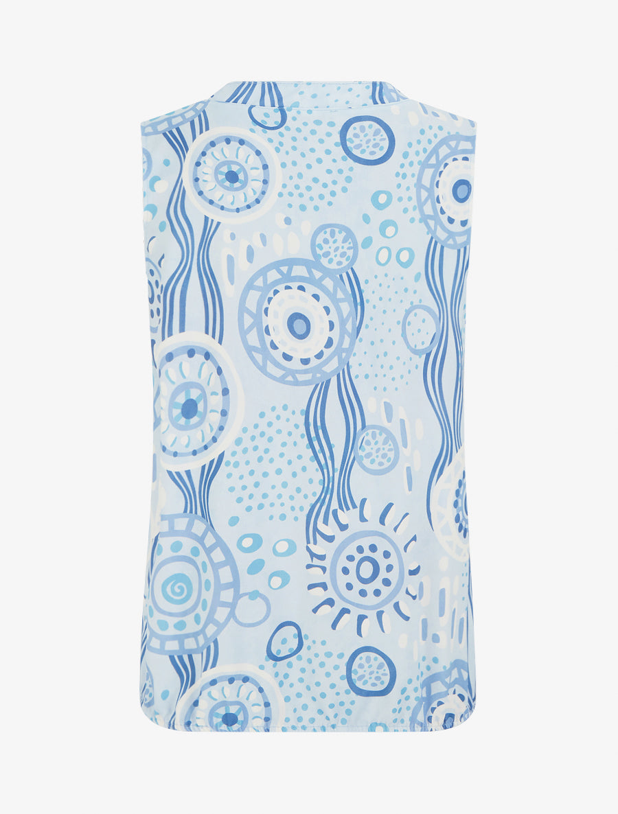 Top boule sans manches imprimé graphique - Bleu ciel - 2