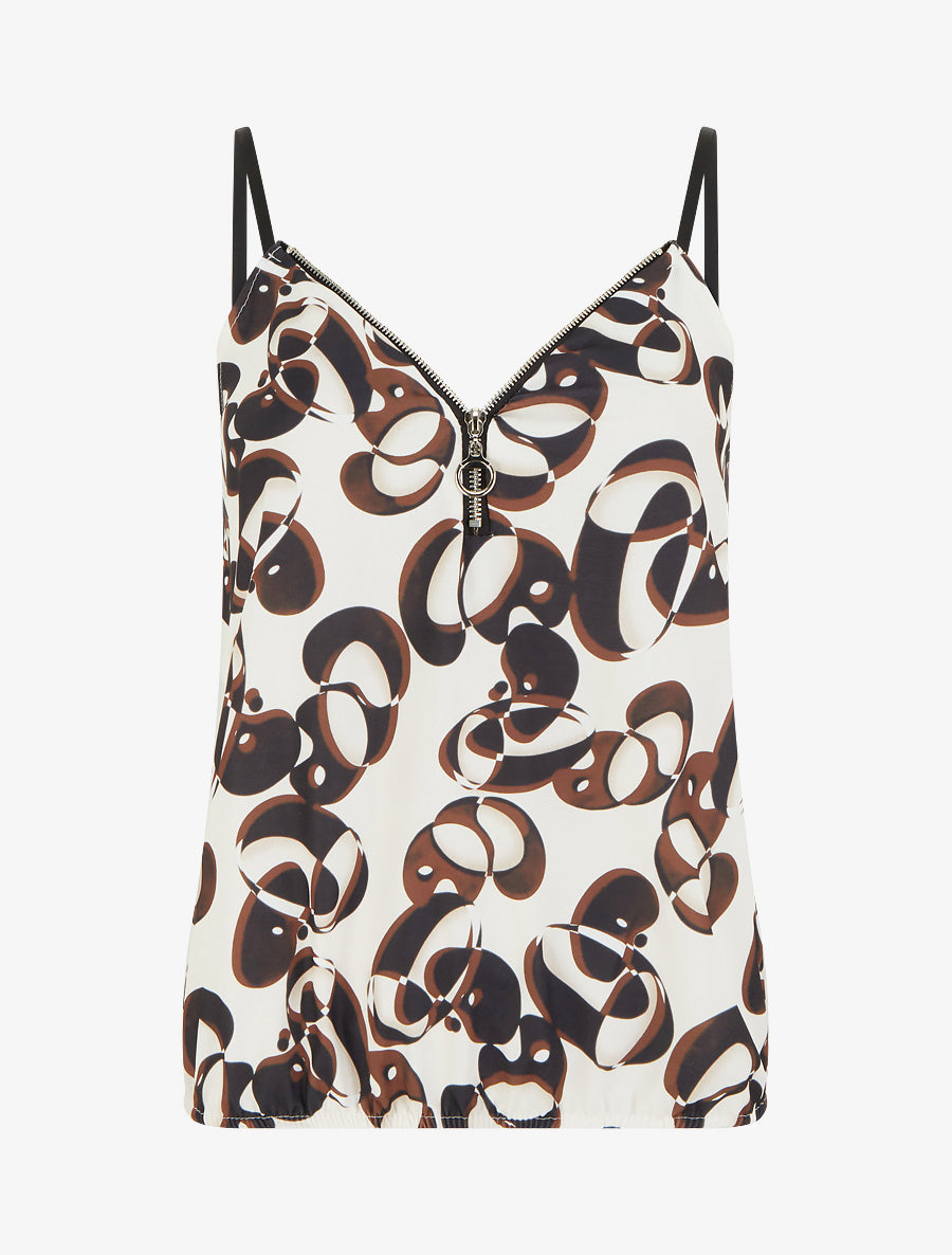 Caraco zippé imprimé graphique - Noir - 1