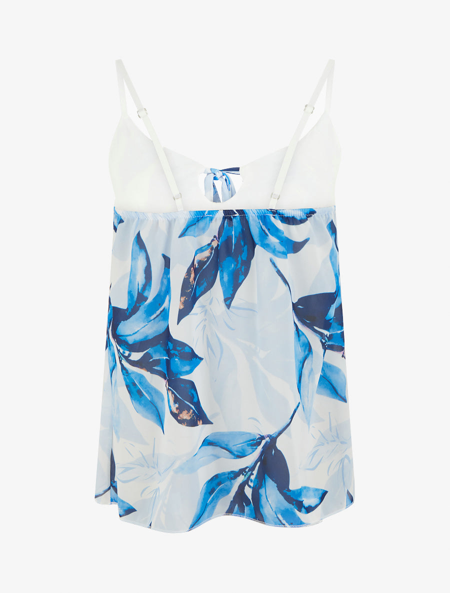 Caraco à col V volanté imprimé floral - Marine - 2