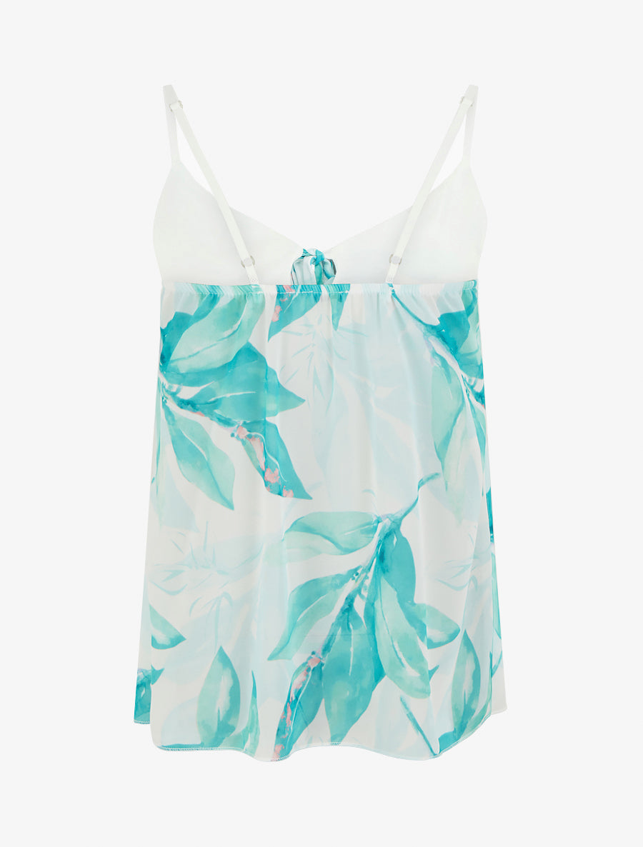 Caraco à col V volanté imprimé floral - Turquoise - 2