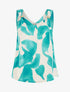 Top satiné imprimé fantaisie à bretelles bijoux - Turquoise - 1