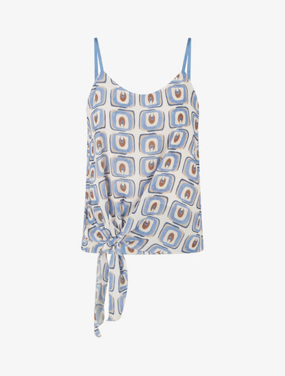 Caraco imprimé graphique à nouer - Bleu ciel - 1