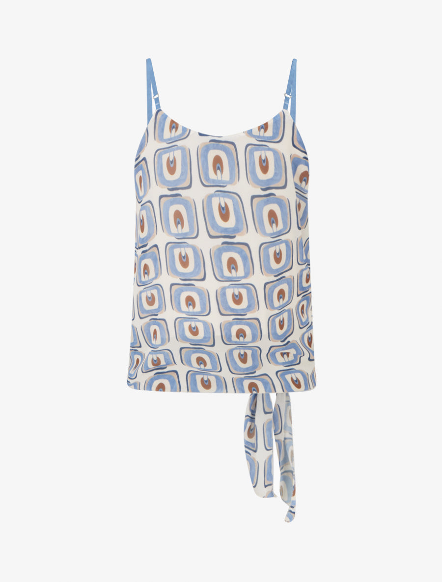 Caraco imprimé graphique à nouer - Bleu ciel - 2