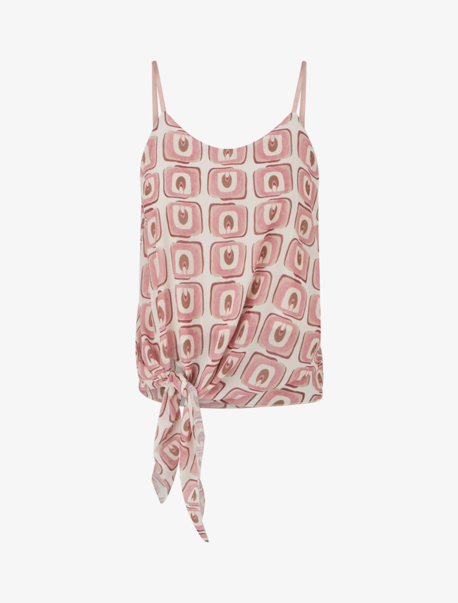Caraco imprimé graphique à nouer - Rose - 1