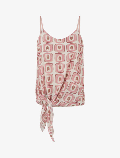 Caraco imprimé graphique à nouer - Rose - 1