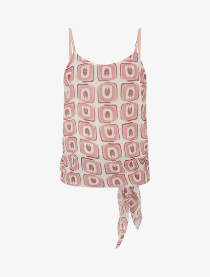 Caraco imprimé graphique à nouer - Rose - 2