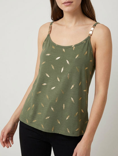 Juwelenträger-Top mit Federdruck - Kaki