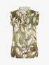 Top boule satiné imprimé feuillages - Kaki - 1