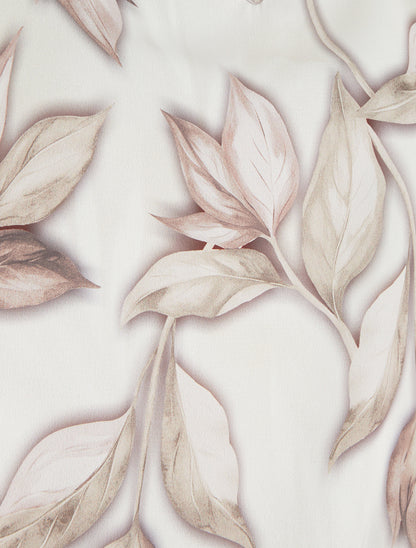 Top boule satiné imprimé feuillages - Beige - 3