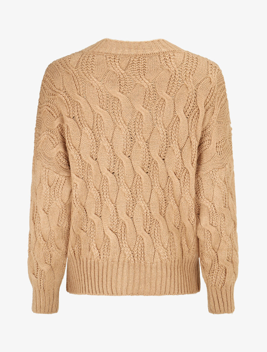 Pull en maille torsadée - Beige - 2