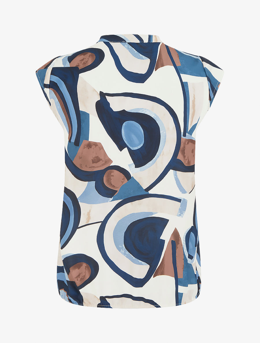 Top boule sans manches à imprimé graphique - Marine - 2