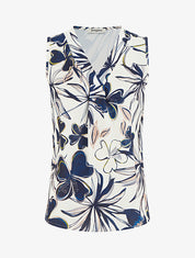 Top droit sans manches imprimé hibiscus - Marine - 1