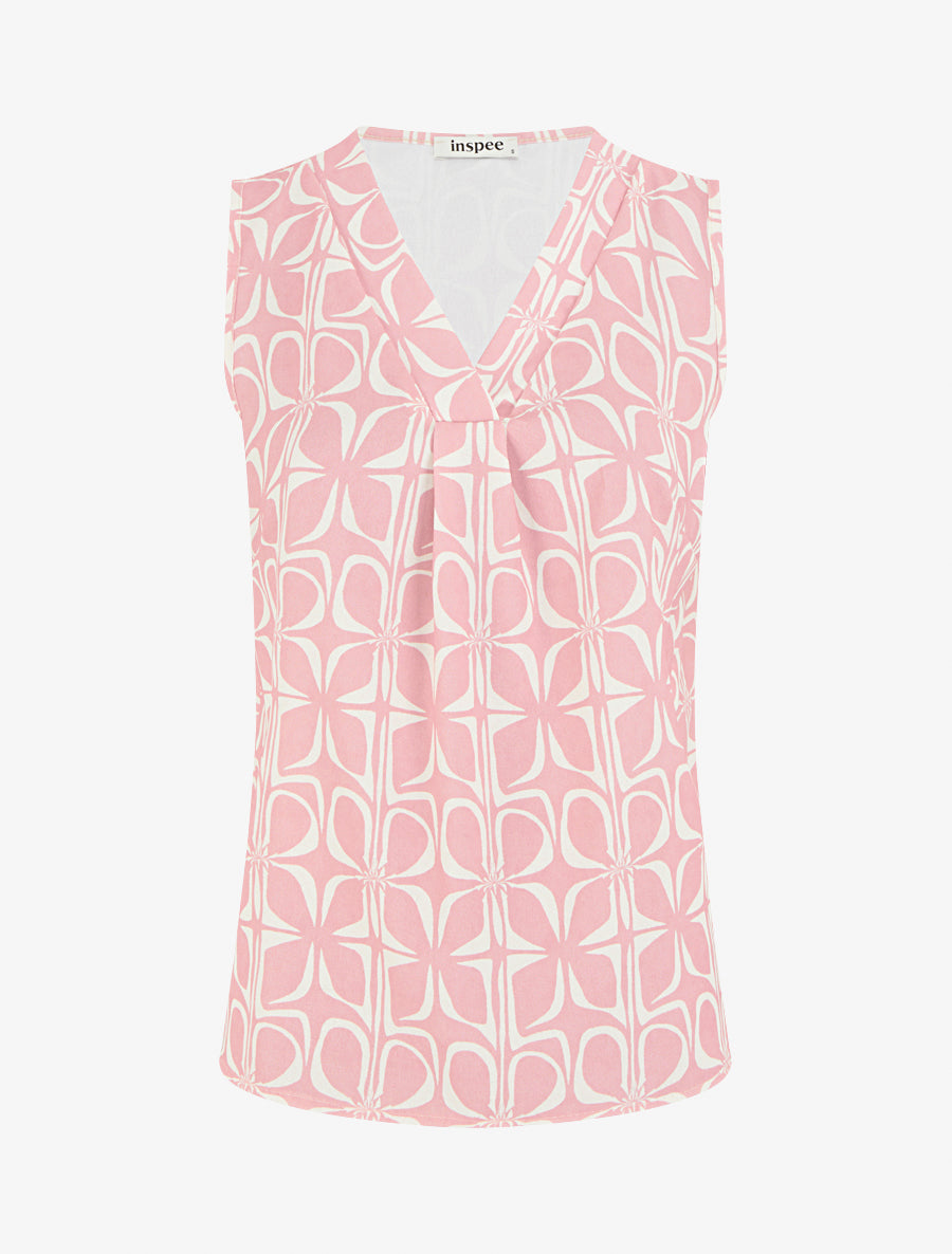 Top droit sans manches imprimé graphique - Rose - 1