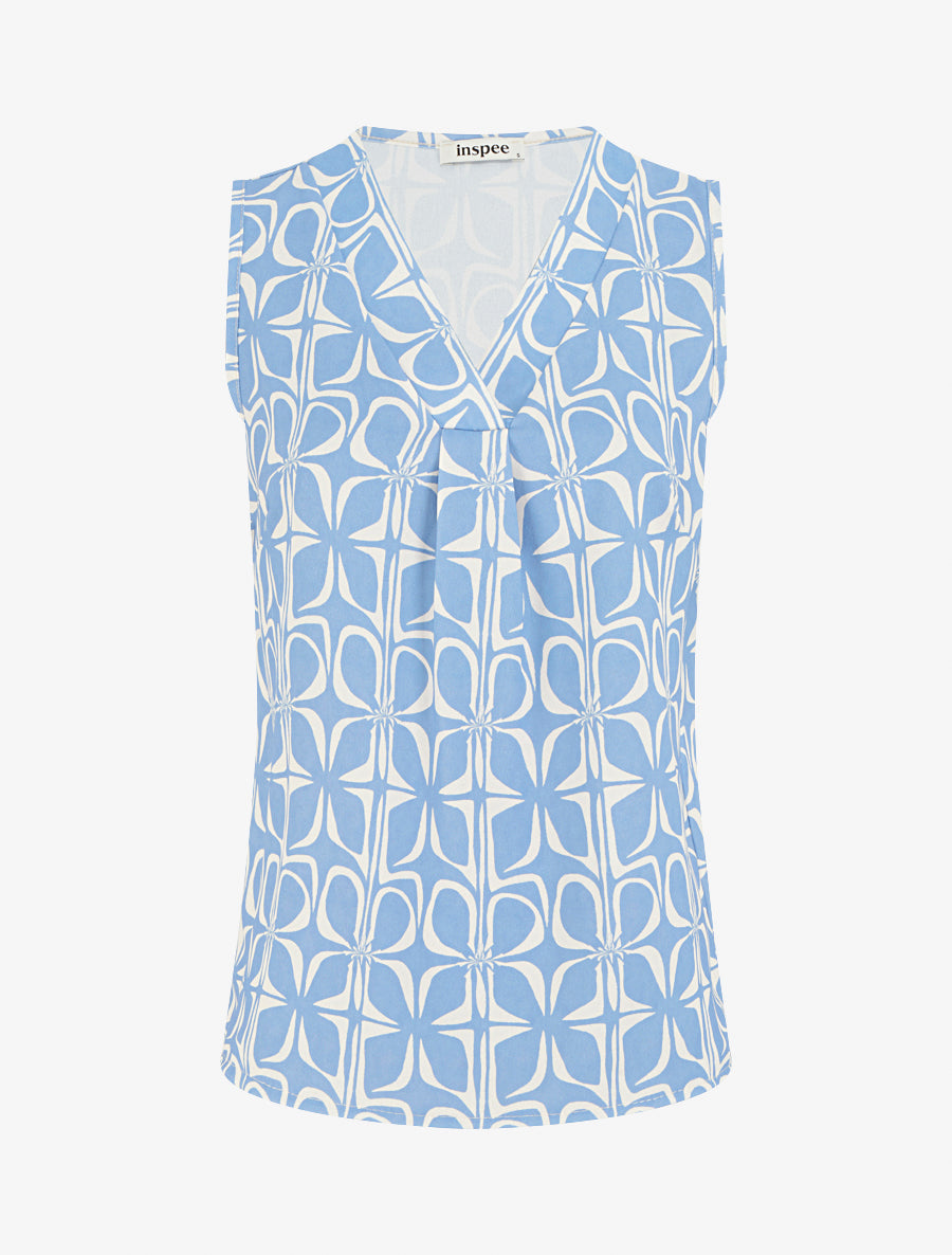 Top droit sans manches imprimé graphique - Bleu ciel - 1