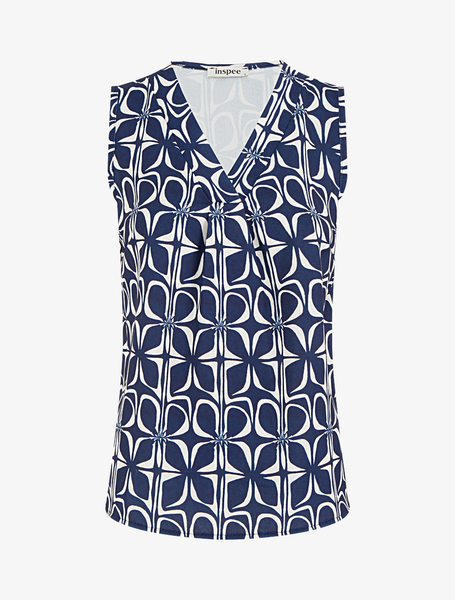 Top droit sans manches imprimé graphique - Marine - 1
