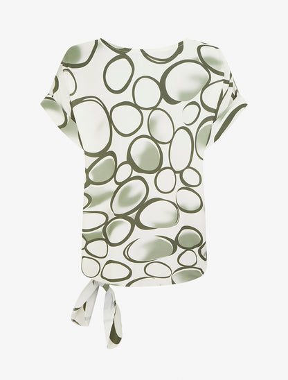 Top ample manches courtes imprimé cercles - Kaki - 2