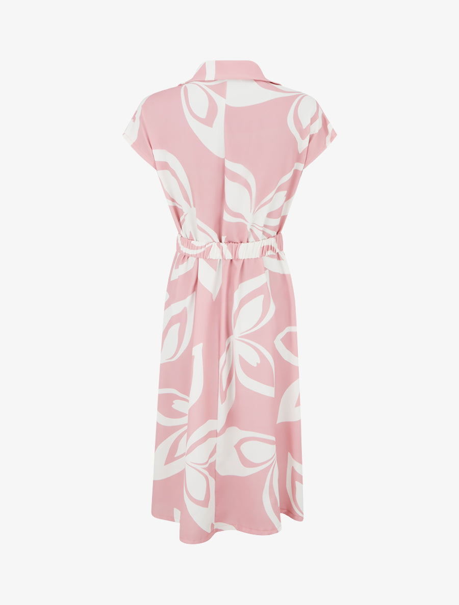 Robe droite ceinturée - Rose - 2