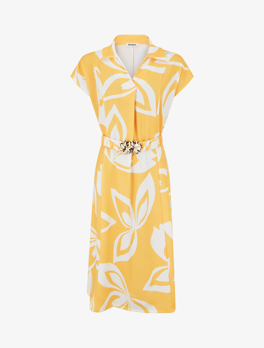 Robe droite ceinturée - Jaune - 1