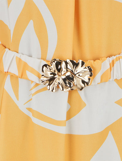 Robe droite ceinturée - Jaune - 3