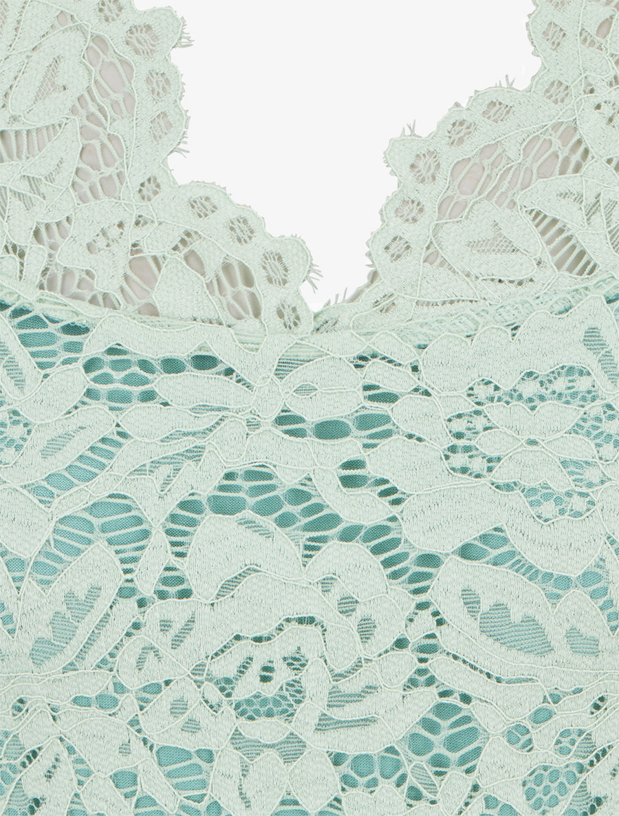 Top en dentelle à manches courtes - Vert clair - 3