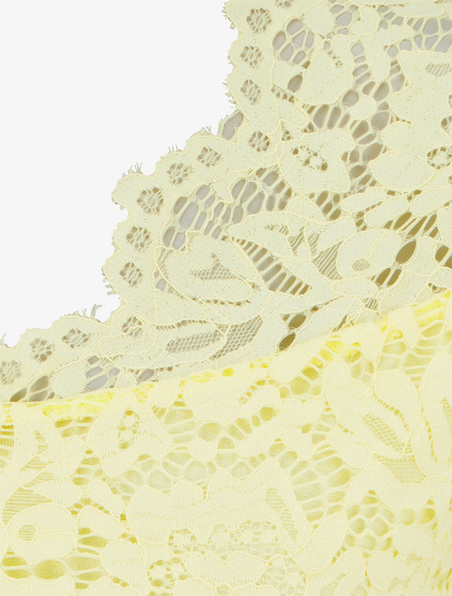 Top en dentelle à manches courtes - Jaune - 3