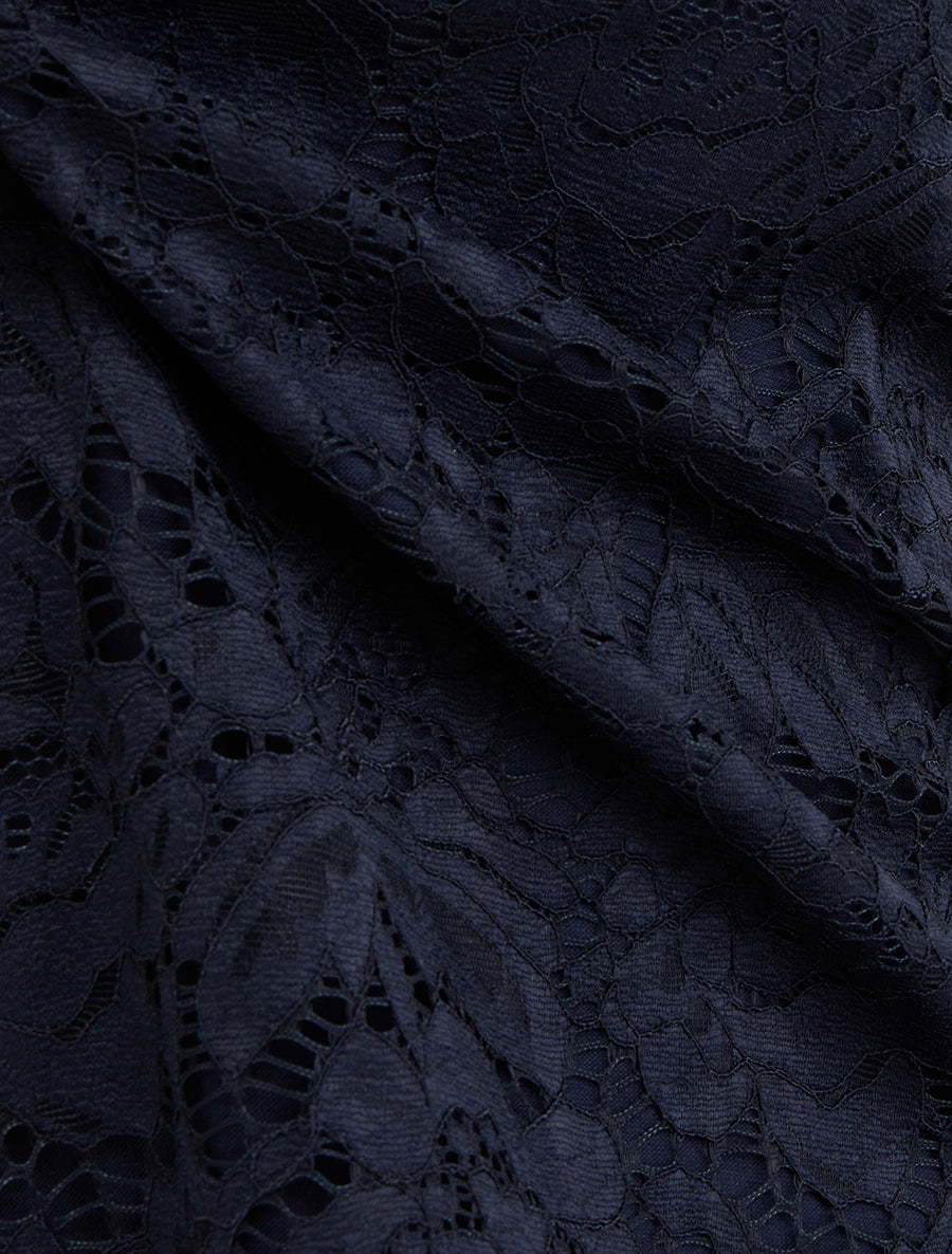 Top en dentelle à manches courtes - Marine - 3