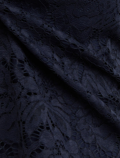 Top en dentelle à manches courtes - Marine - 3