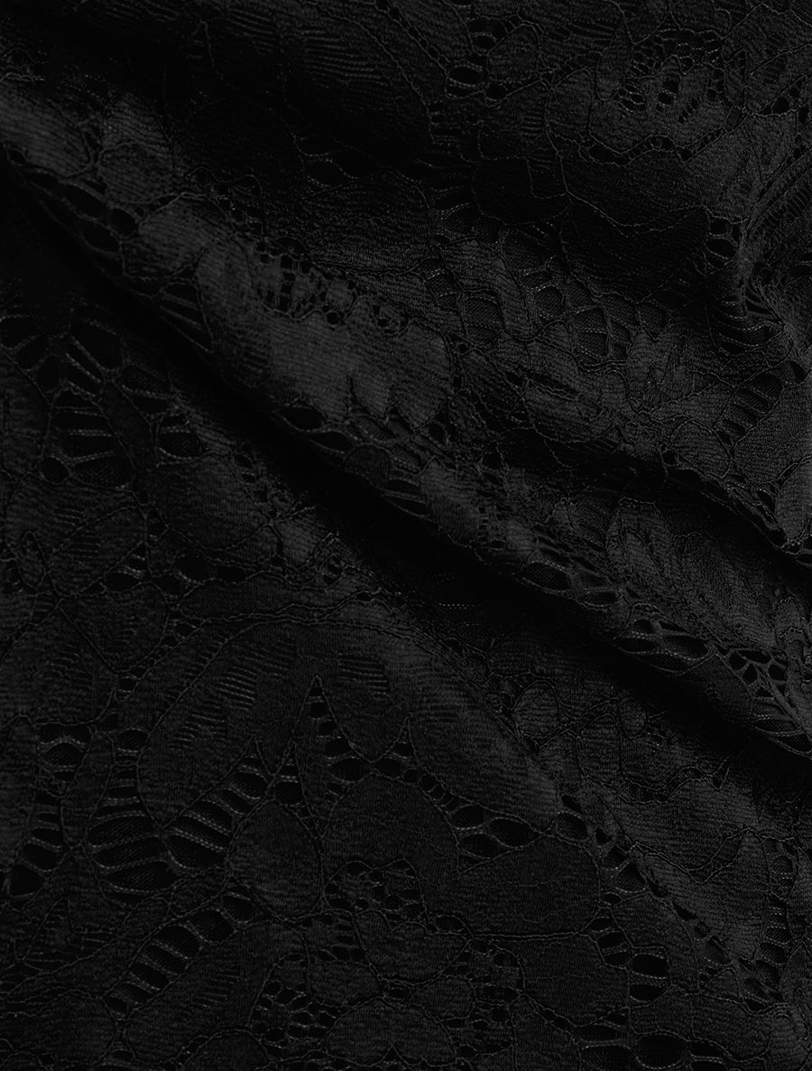 Top en dentelle à manches courtes - Noir - 3