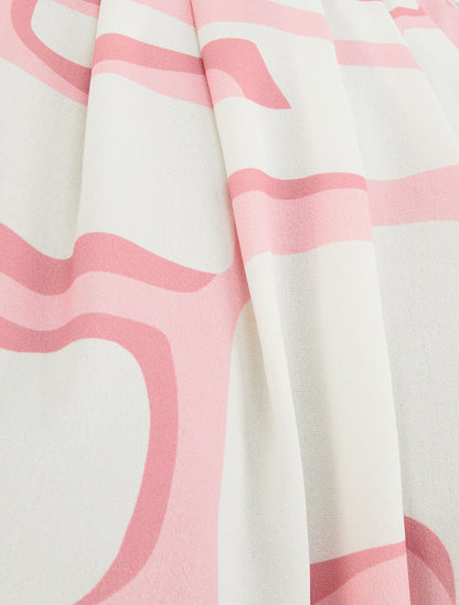 Top boule à col américain imprimé abstrait - Rose - 3