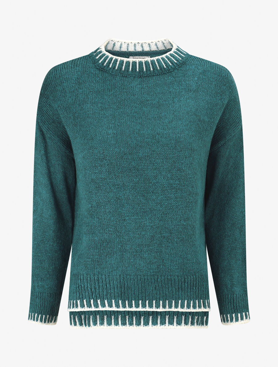 Pull uni asymétrique - Bleu canard - 1