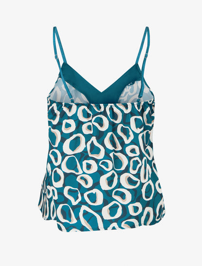 Caraco satiné imprimé graphique - Bleu canard - 2