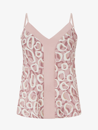 Caraco satiné imprimé graphique - Rose - 1