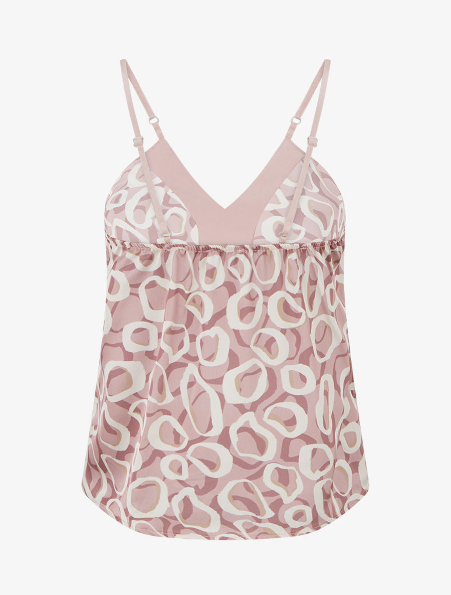 Caraco satiné imprimé graphique - Rose - 2